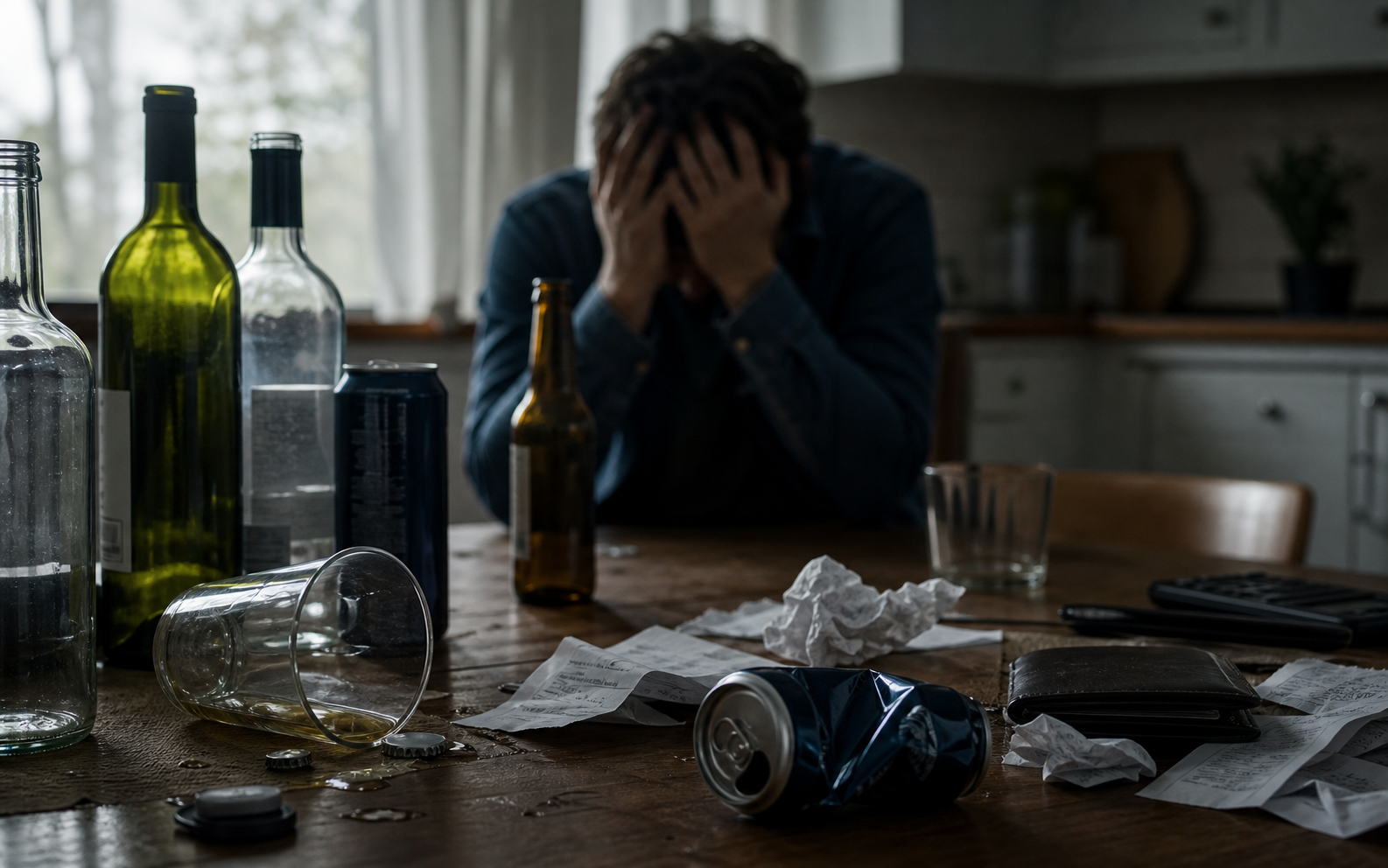 Imagen directa sobre consumo de alcohol y necesidad de ayuda