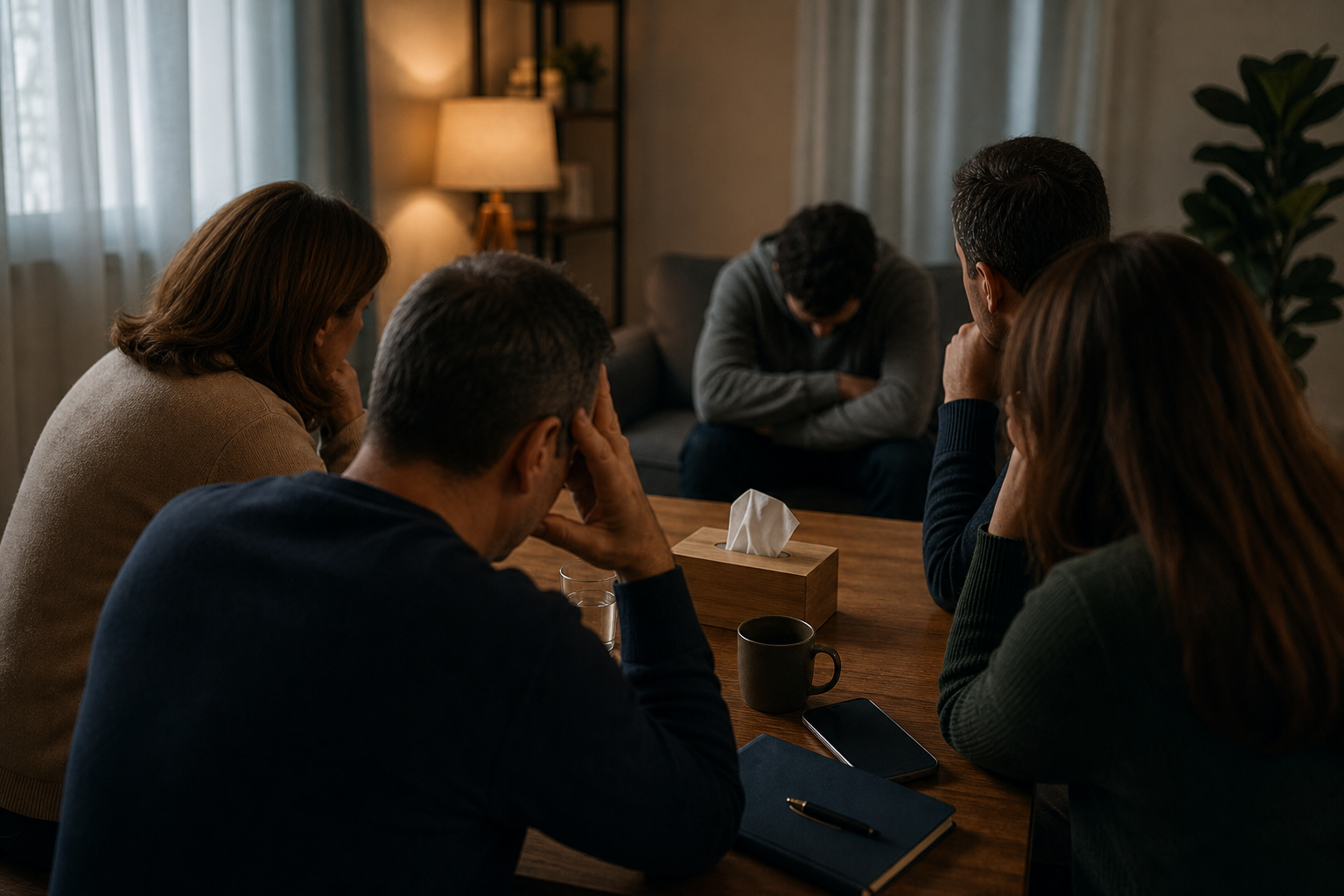 Familia en crisis buscando orientacion profesional