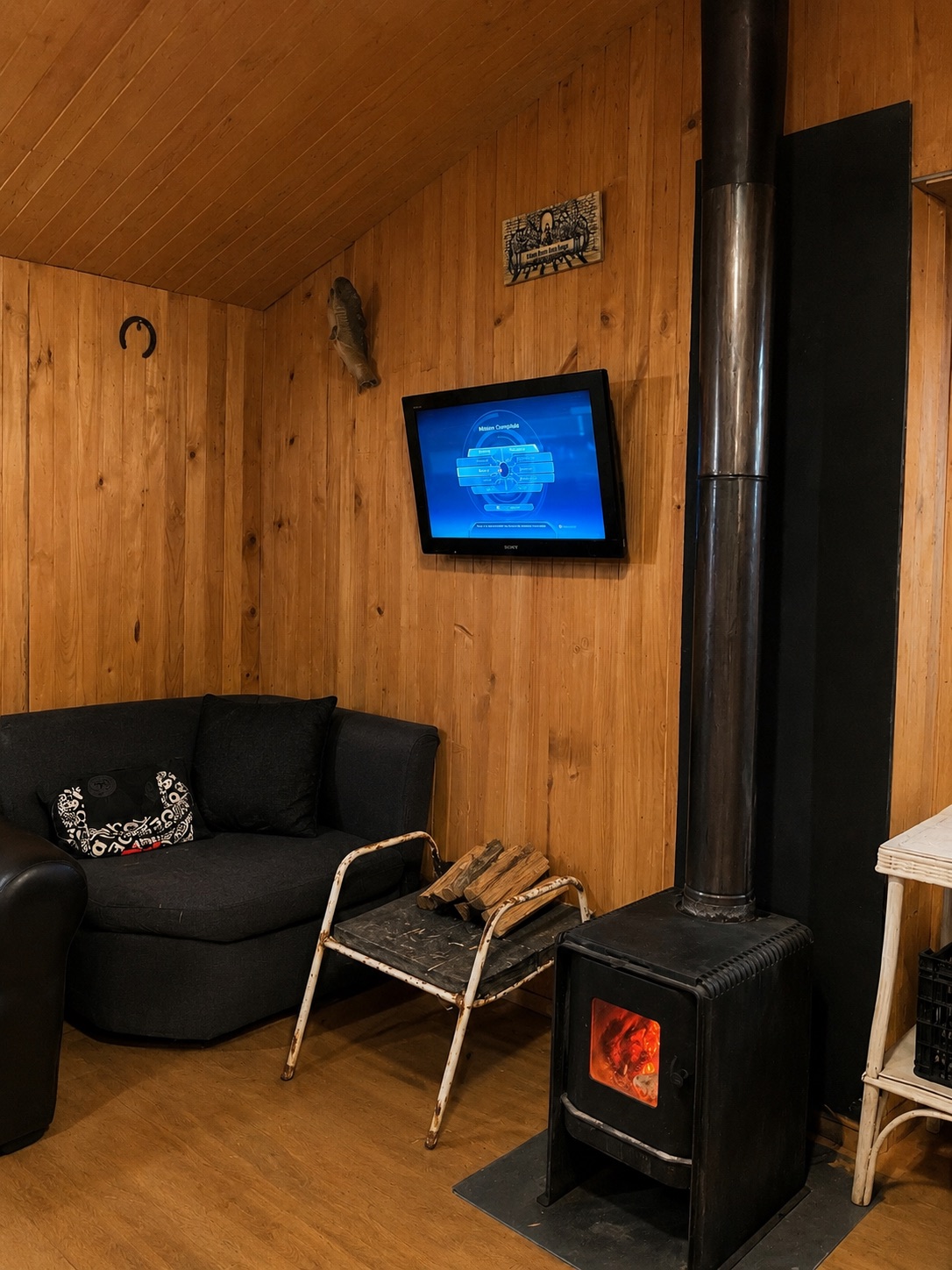 Sala real de descanso con calefacción a leña